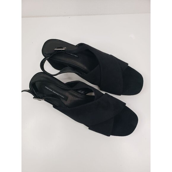 French Connection Tahiti CrissCross Ankle Strap Block Heel Sandals Black Size 10 - Picture 3 of 10